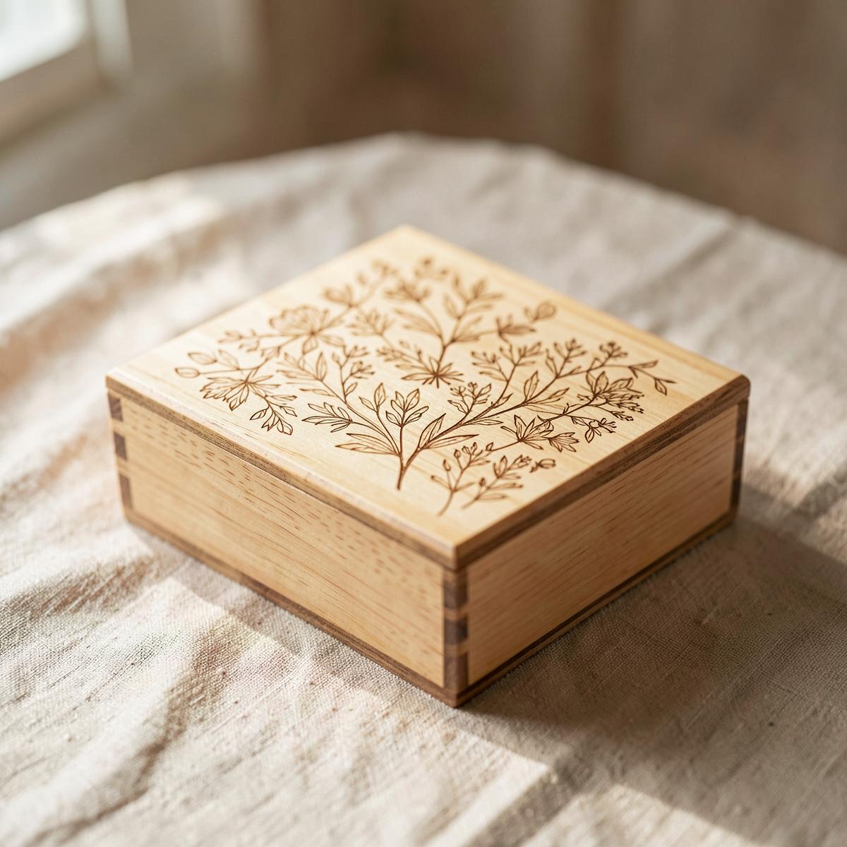 Caja de madera personalizada grabada a laser