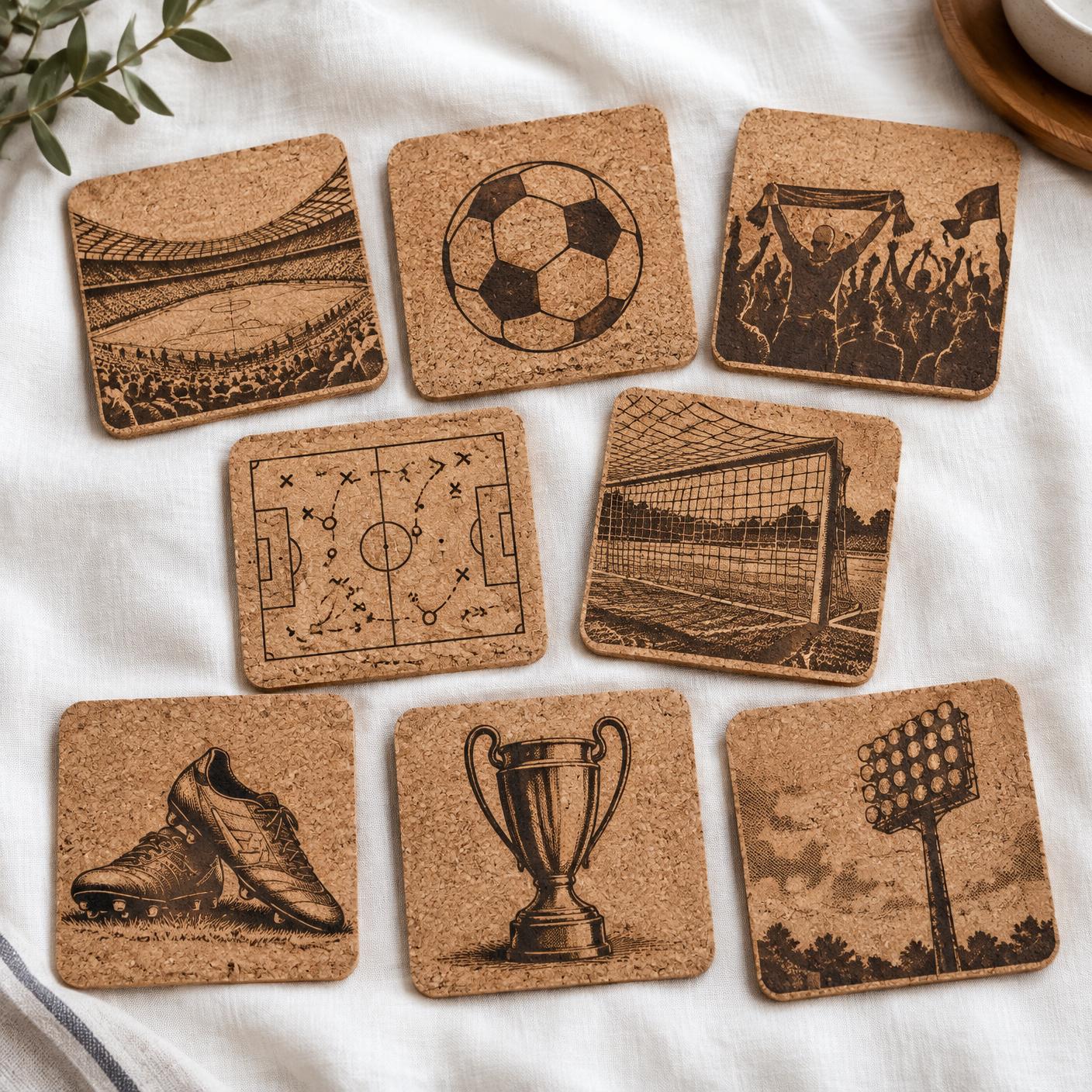 Posavasos Fútbol España · Corcho sobre tela blanca